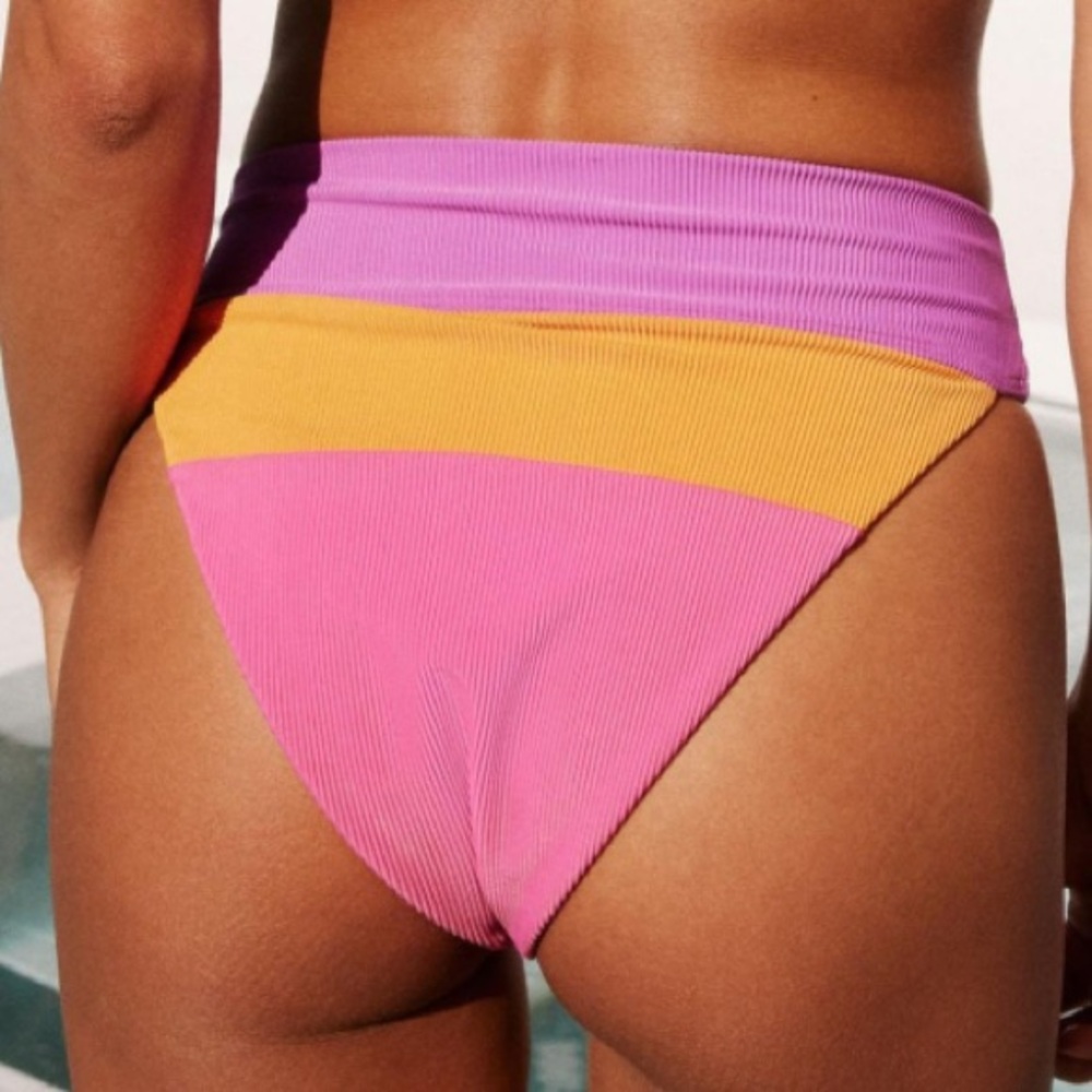 NWT Beach Riot Alexis Bikini Bottoms in Sunset Colorblock Size S - Picture 3 of 5